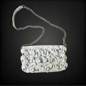 Frosting By Mary Norton Cream Leather with Petals and Silver-tone Accent Bag